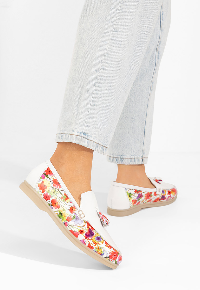 Mokasinke od prirodne kože Takara V2 bijele