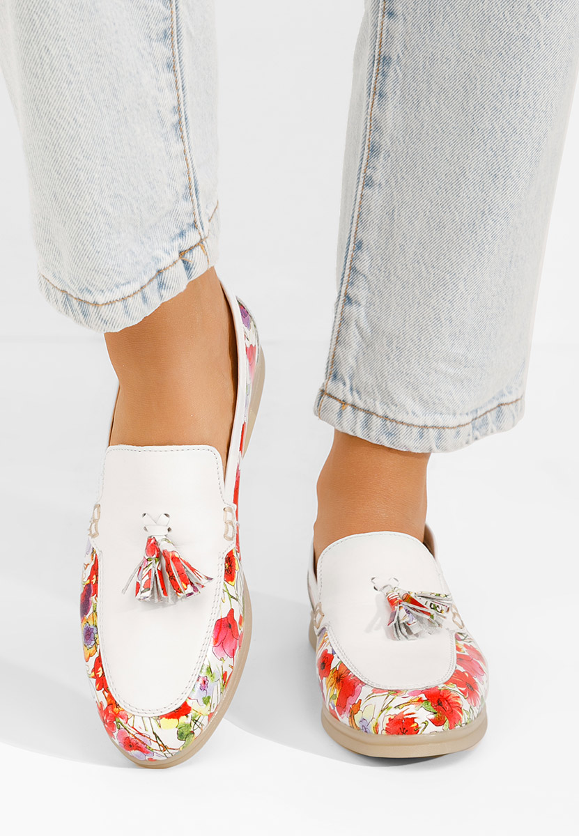 Mokasinke od prirodne kože Takara V2 bijele