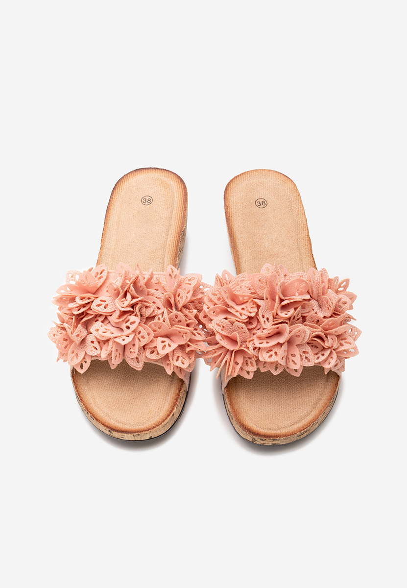 Papuče s platformom Floralia ružičasto