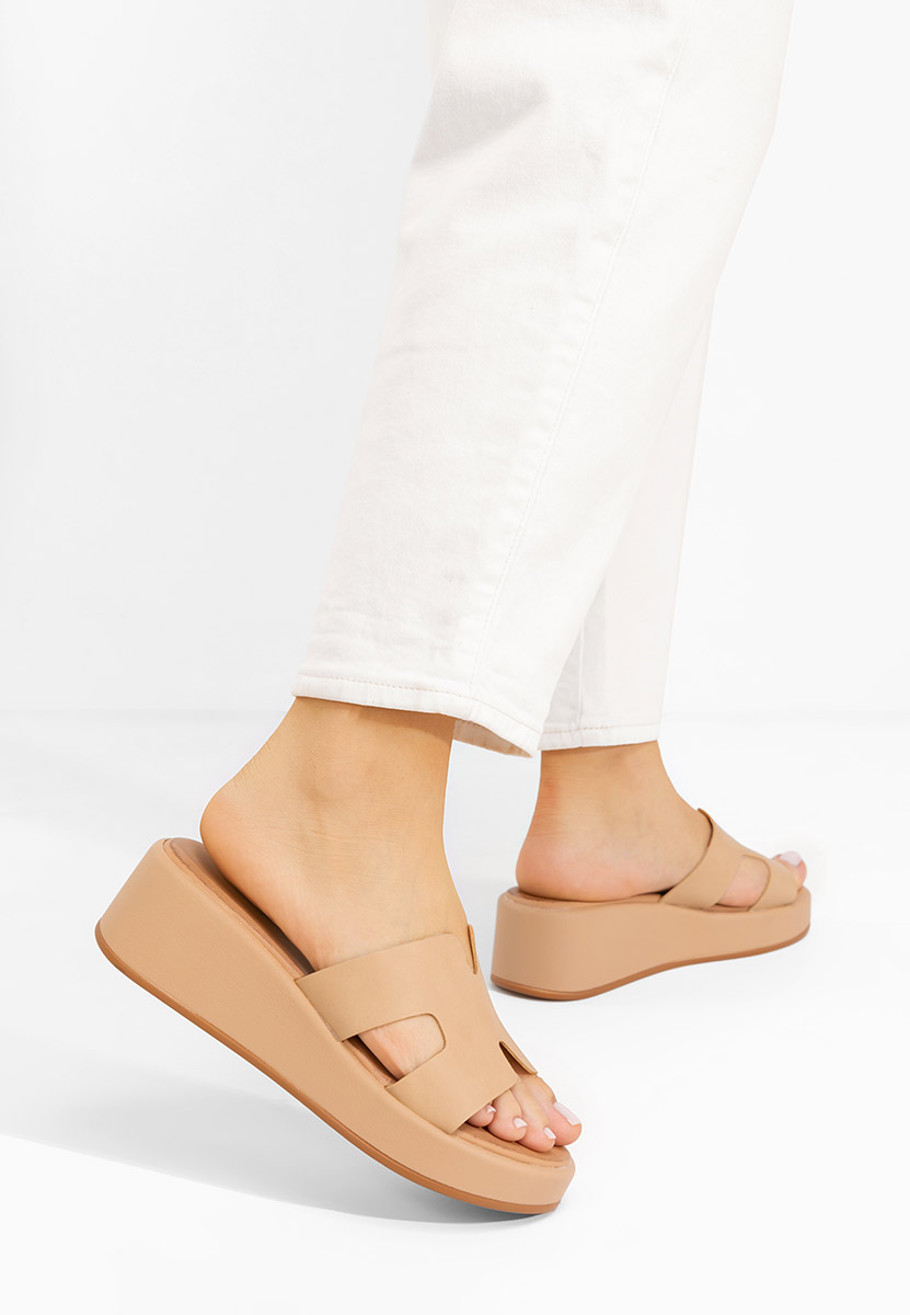 Papuče s platformom Malynda kaki