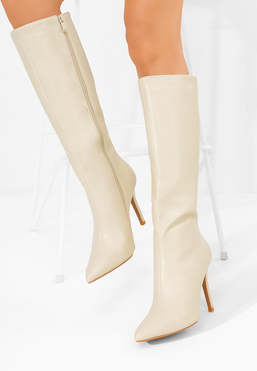 Čizme s visoku petu Kiva bež