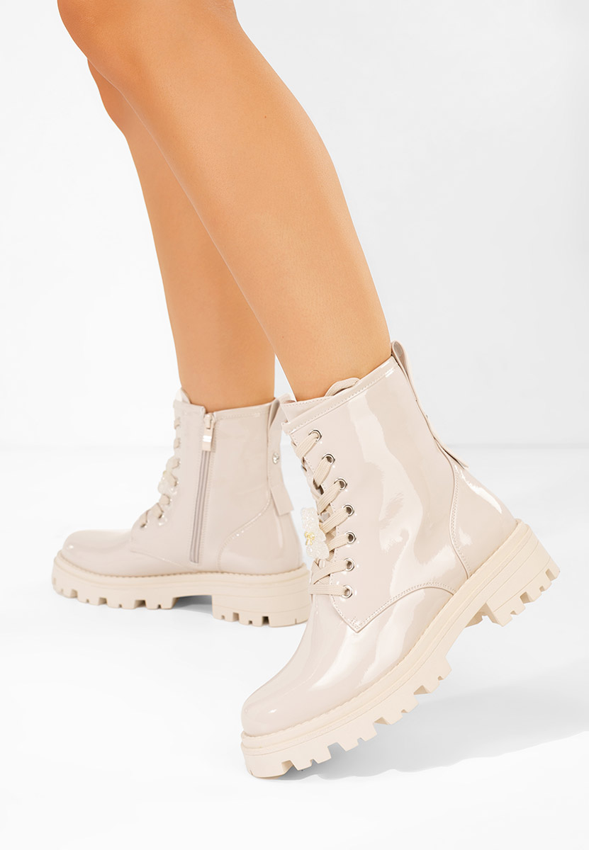 Ženske gležnjače na vezanje Maxine bež