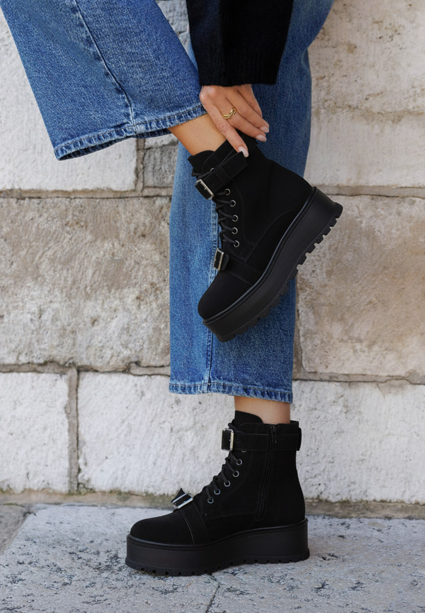 Gležnjače s platformom Astrid V6 crno