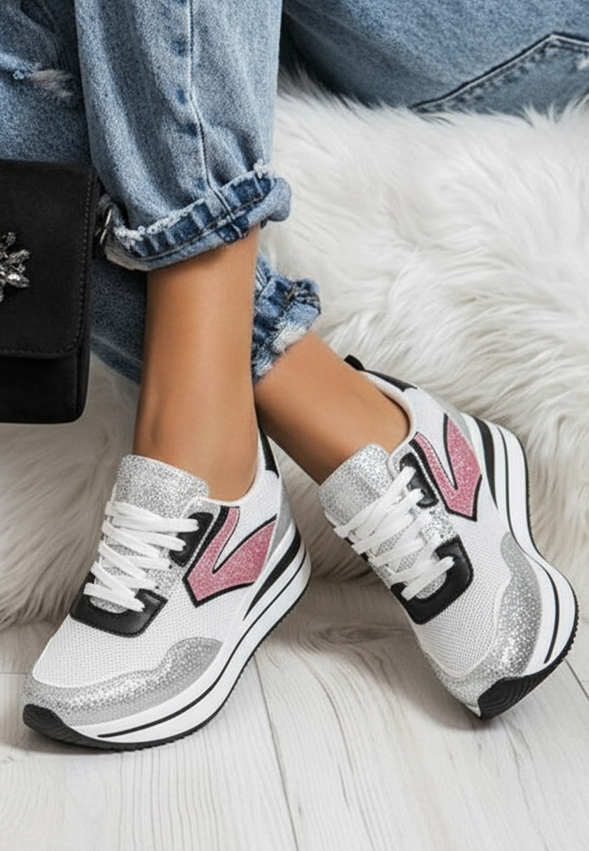 Sneakers s platformom Tarika srebrno