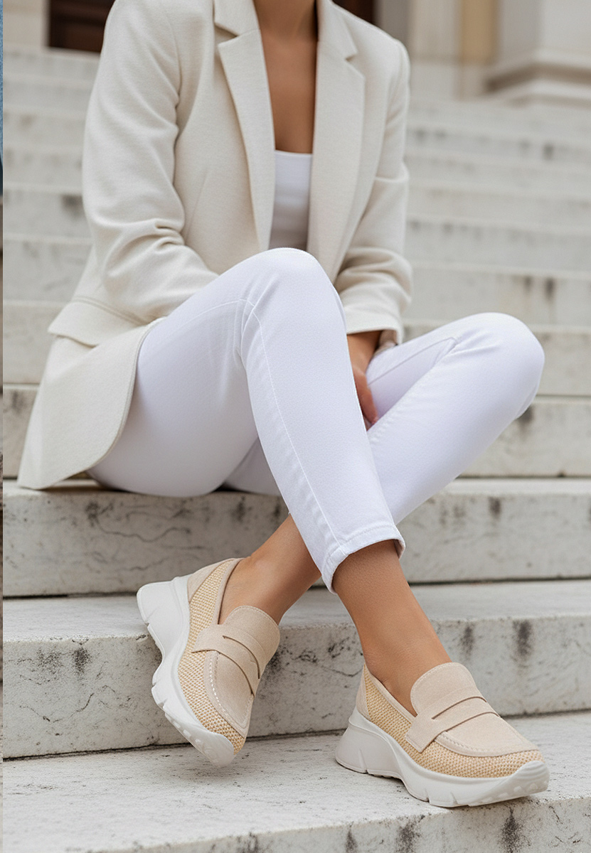 Mokasinke s platformom Almata bež