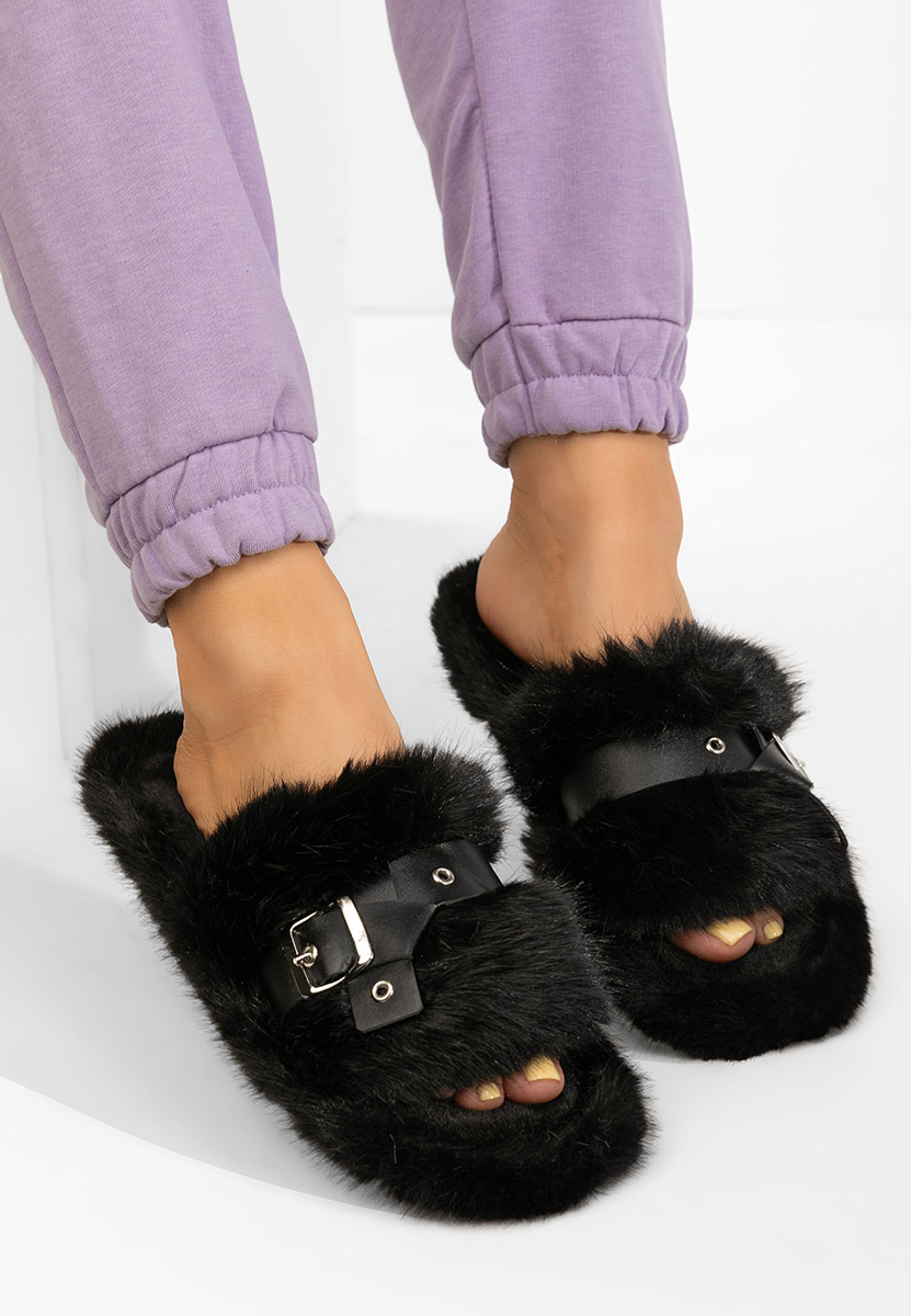 Papuče sa krznom Arlete crno Papuče sa krznom Arlete crno