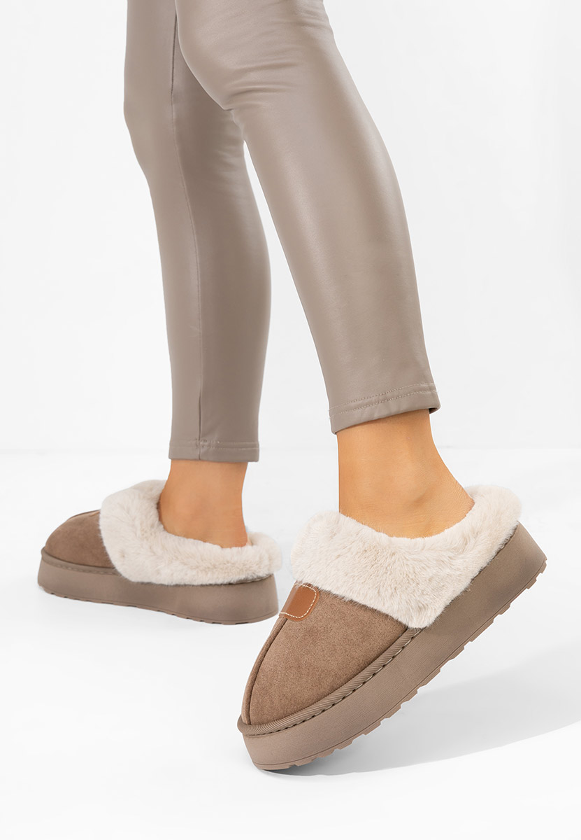 Papuče sa krznom Flufina braon