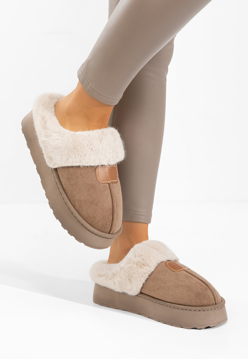 Papuče sa krznom Flufina braon