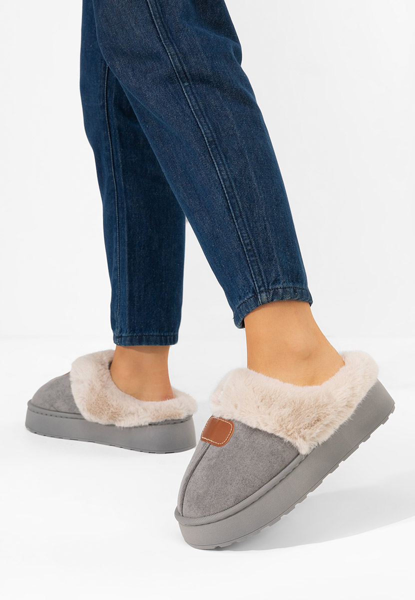 Papuče sa krznom Flufina sivo