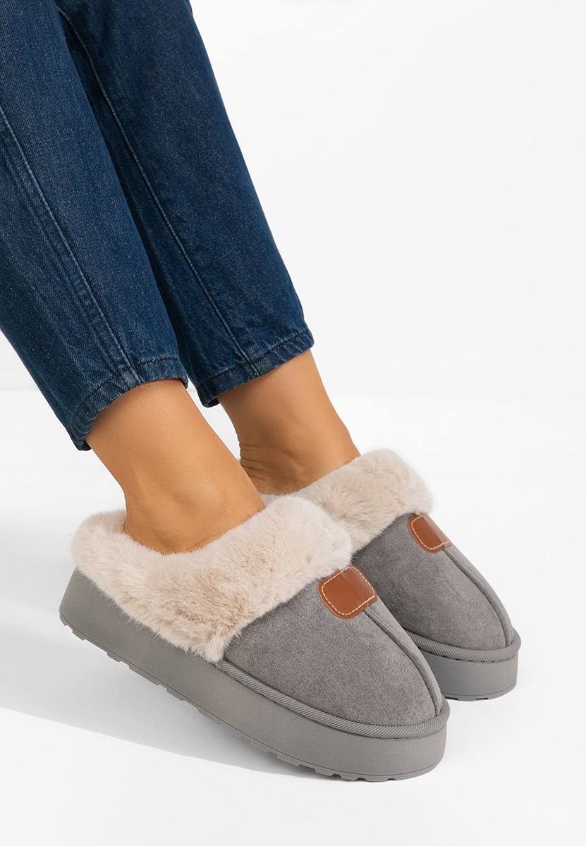 Papuče sa krznom Flufina sivo