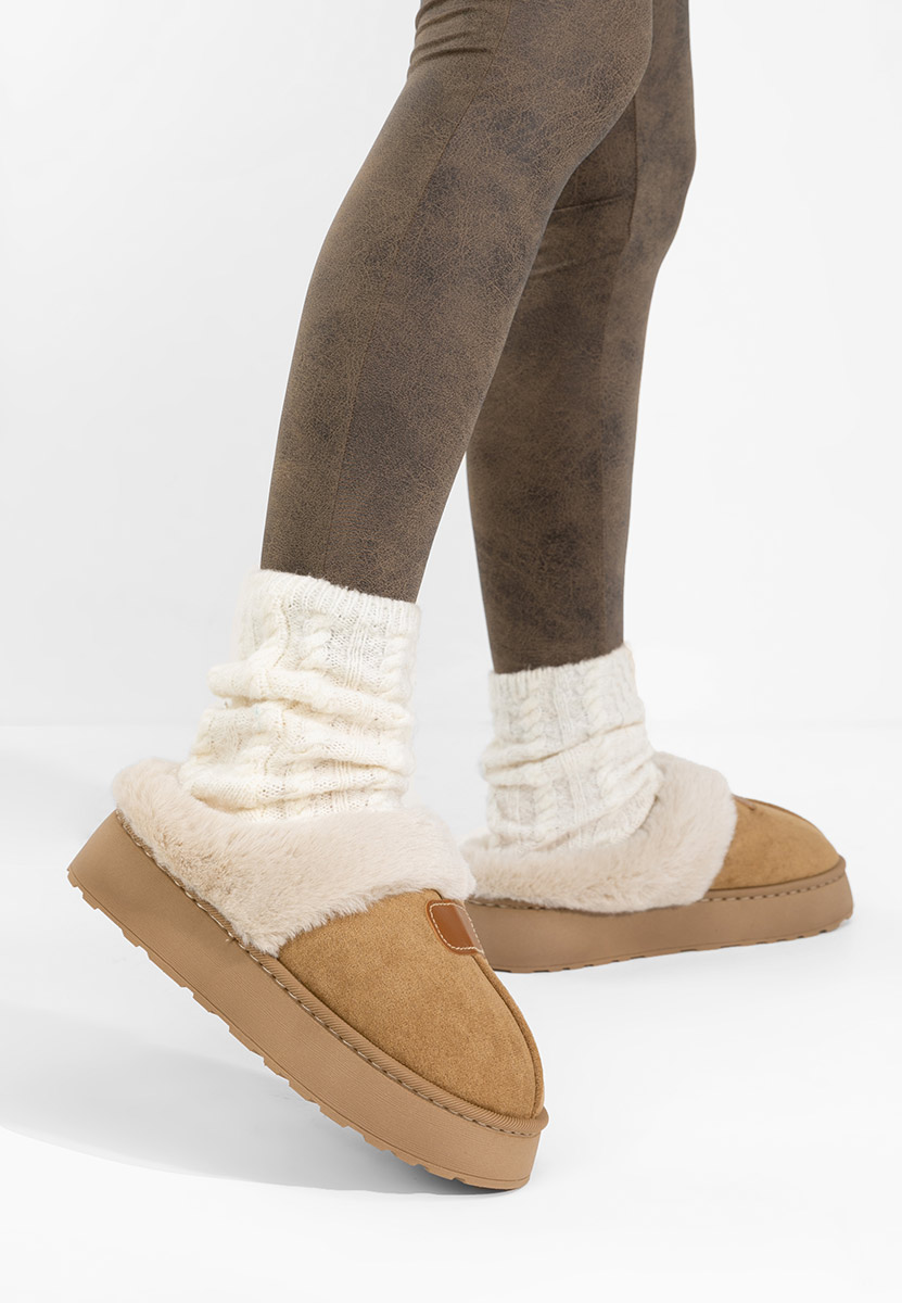 Papuče sa krznom Flufina kaki