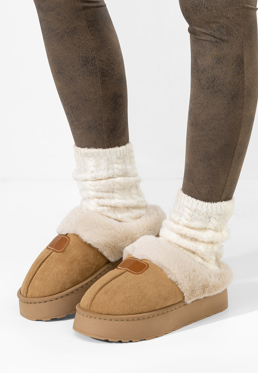 Papuče sa krznom Flufina kaki