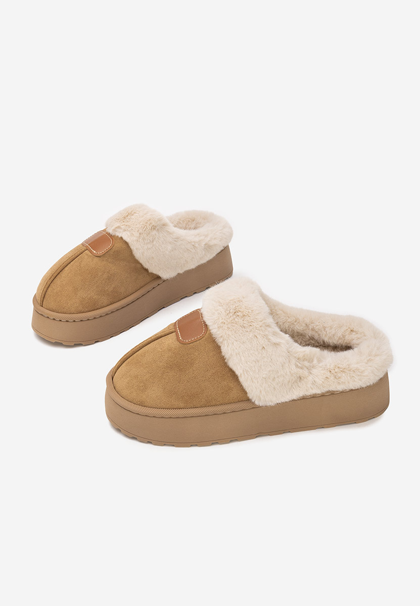 Papuče sa krznom Flufina kaki