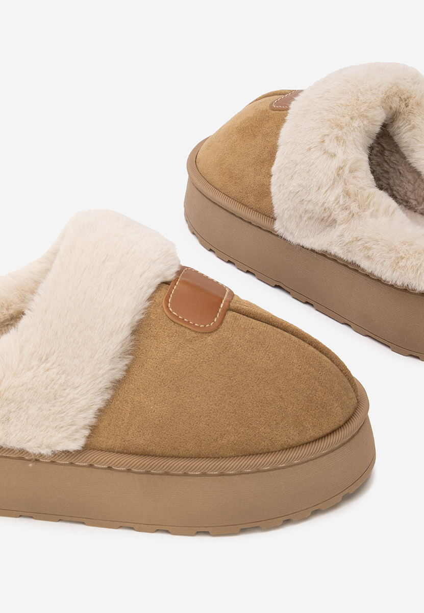 Papuče sa krznom Flufina kaki