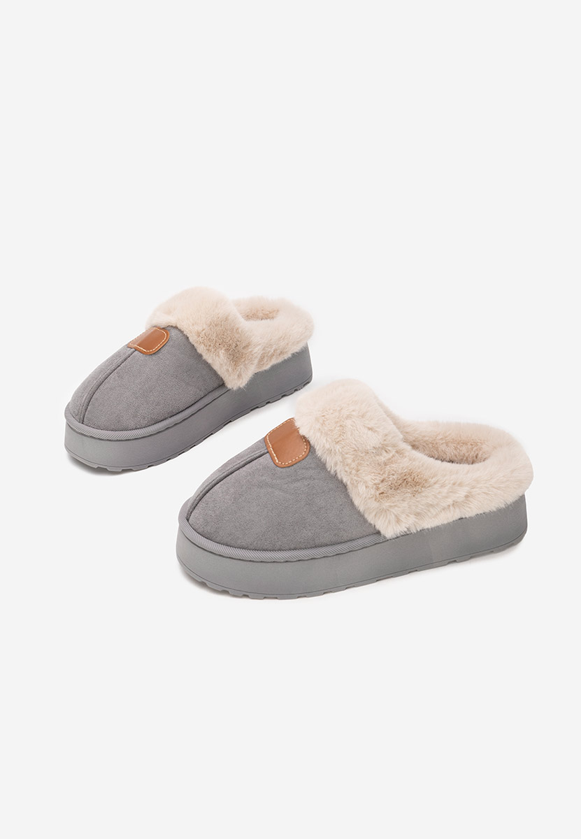 Papuče sa krznom Flufina sivo