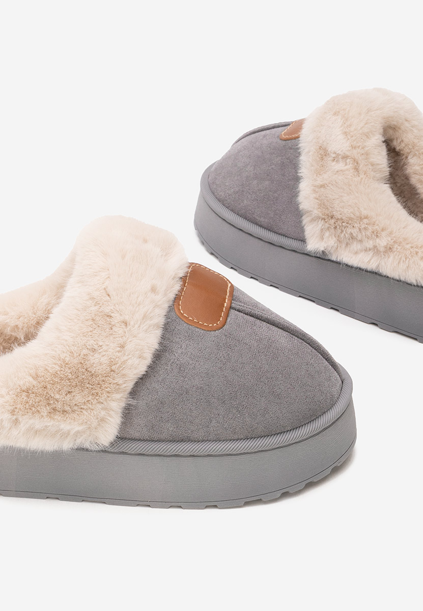 Papuče sa krznom Flufina sivo