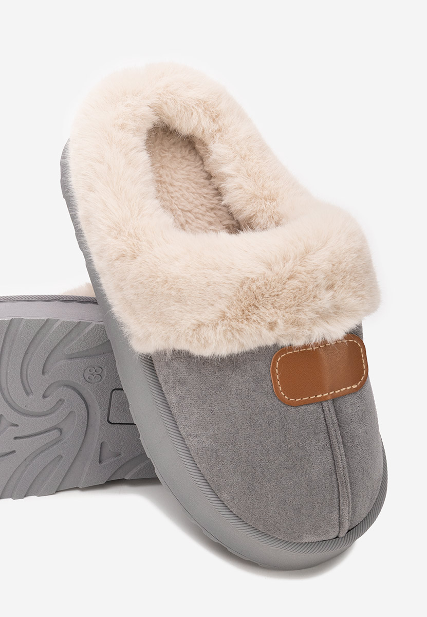 Papuče sa krznom Flufina sivo