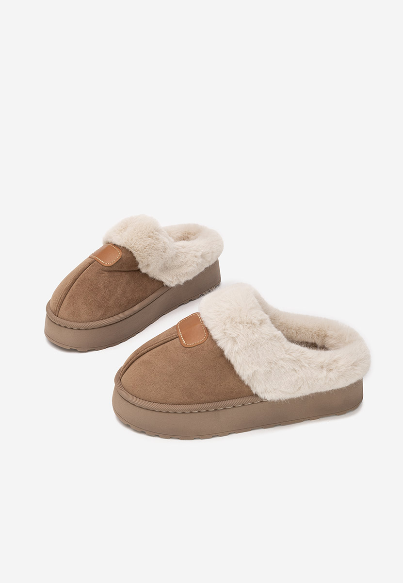 Papuče sa krznom Flufina braon