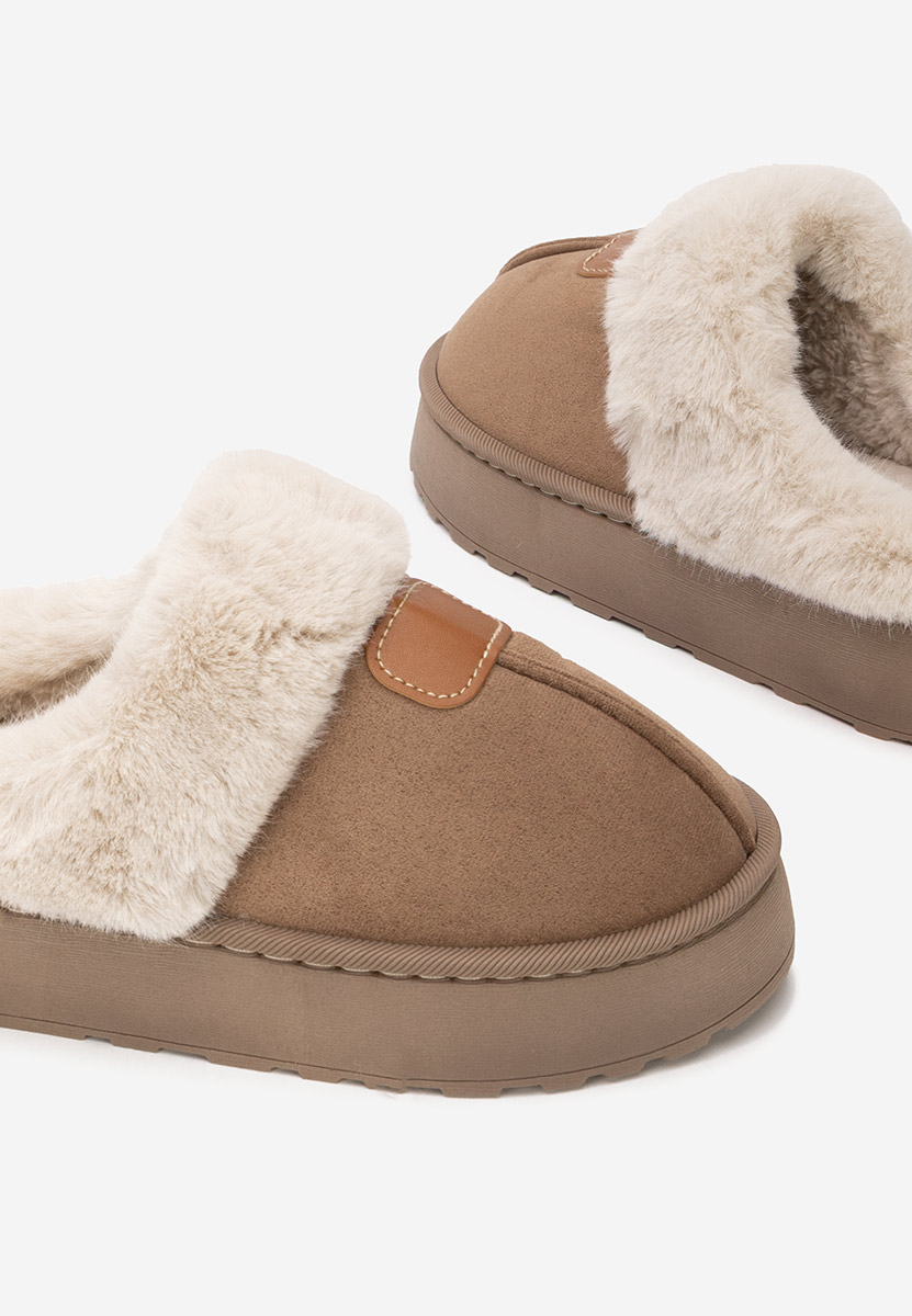 Papuče sa krznom Flufina braon