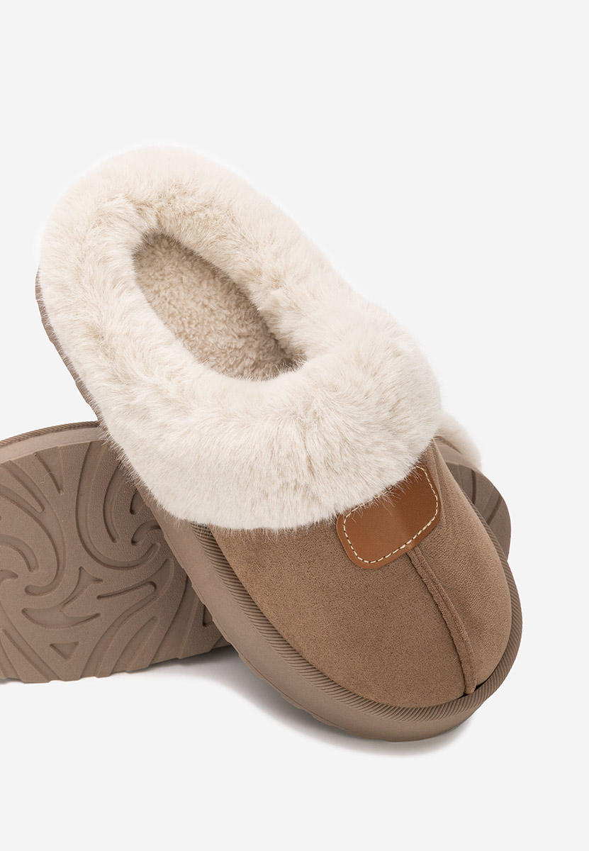 Papuče sa krznom Flufina braon