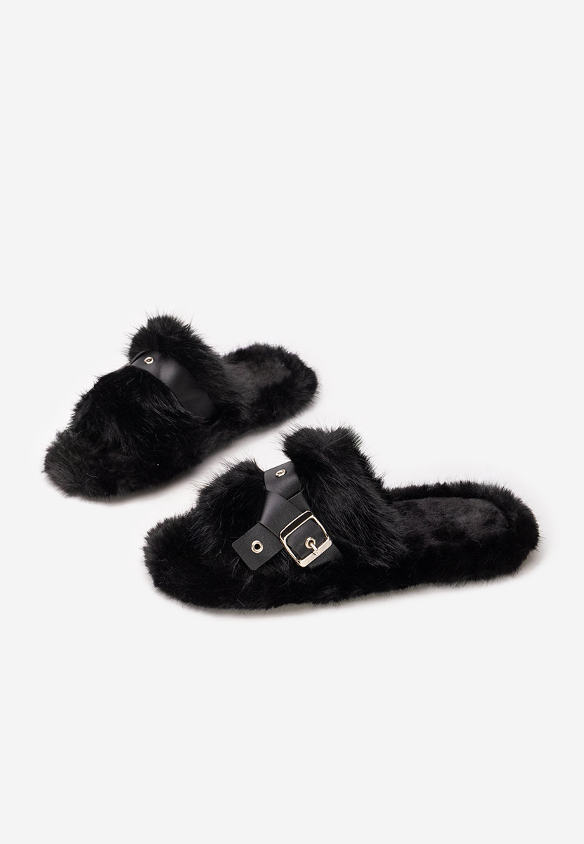Papuče sa krznom Arlete crno Papuče sa krznom Arlete crno