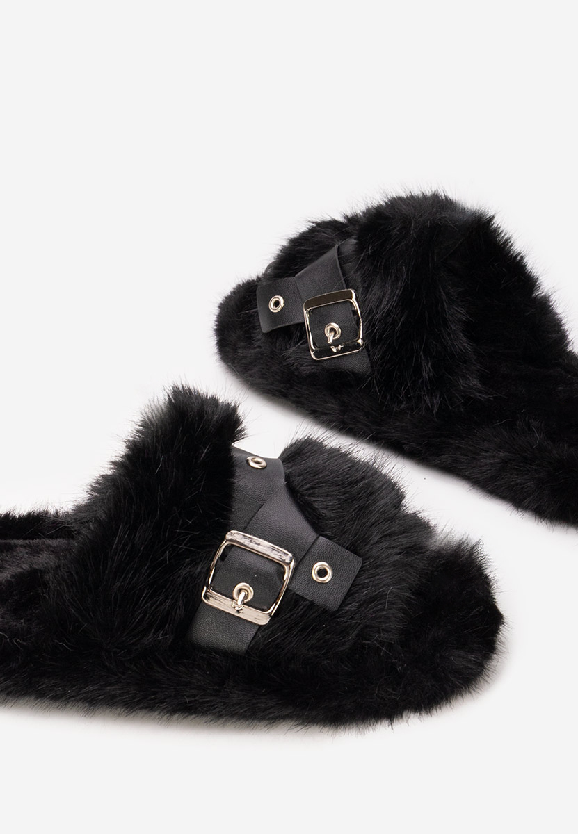 Papuče sa krznom Arlete crno Papuče sa krznom Arlete crno