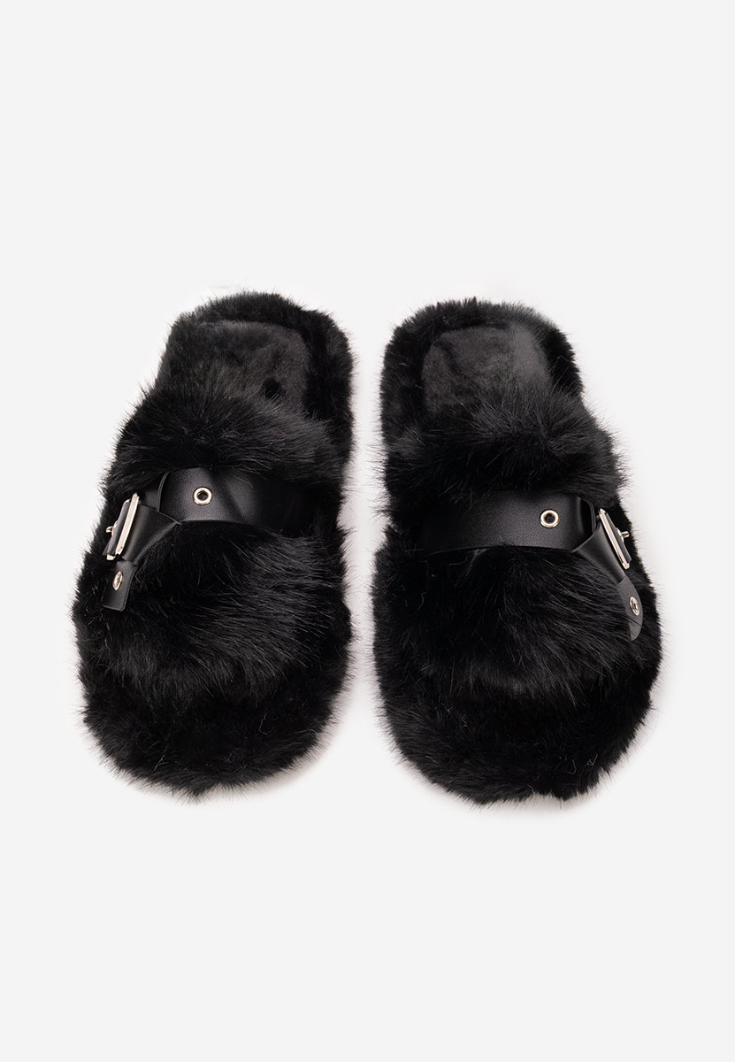 Papuče sa krznom Arlete crno Papuče sa krznom Arlete crno