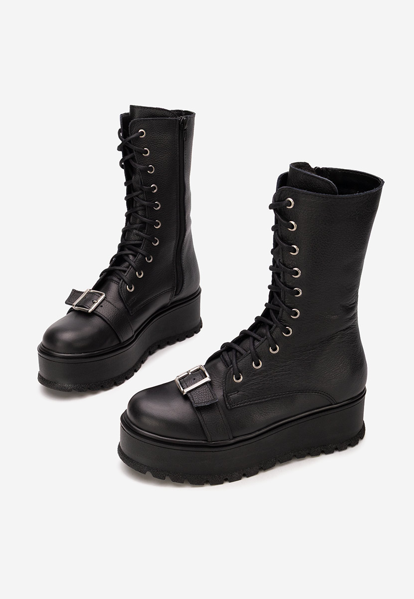 Kožne ženske gležnjače Soniela crno