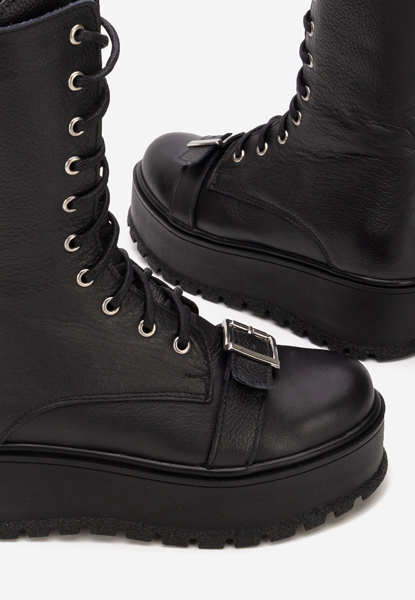 Kožne ženske gležnjače Soniela crno