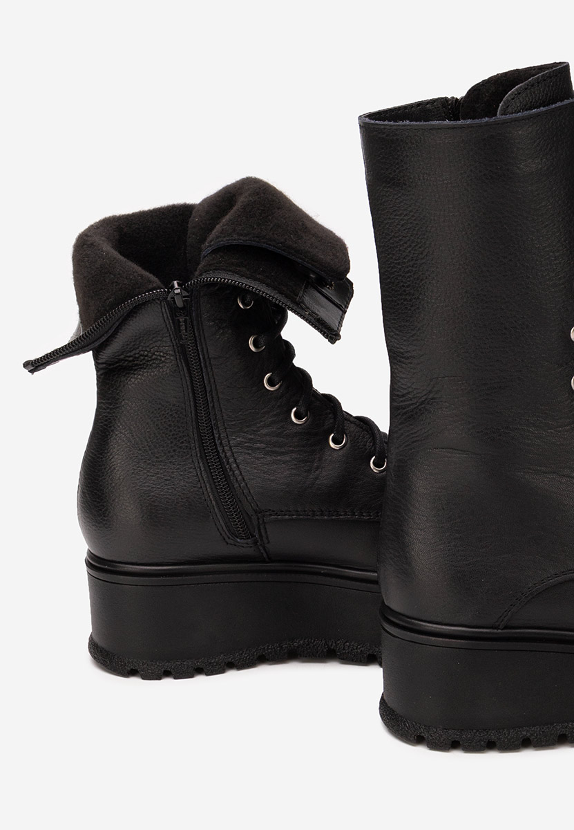 Kožne ženske gležnjače Soniela crno