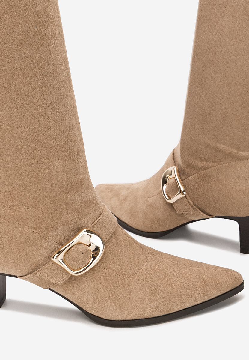 Ženske čizme na malu petu Vernoa kaki