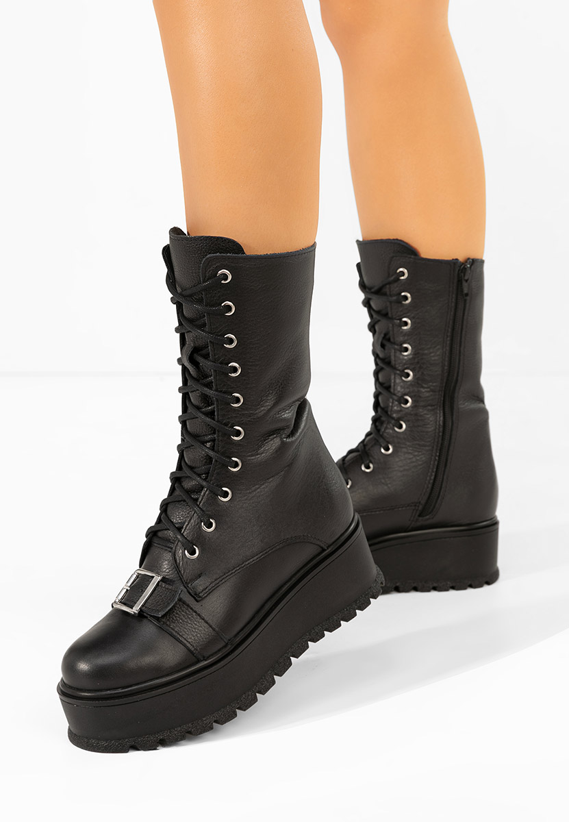 Kožne ženske gležnjače Soniela crno