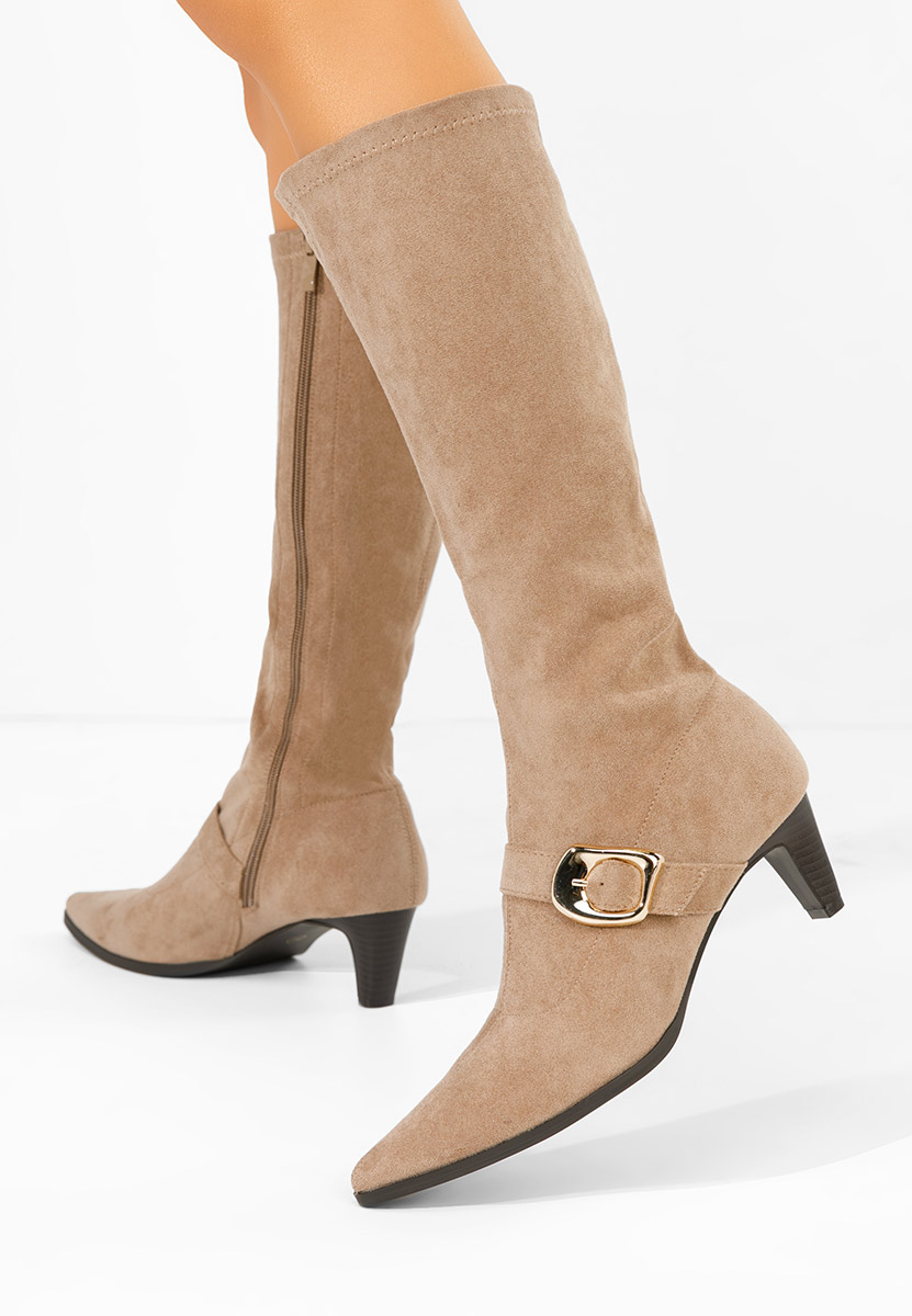 Ženske čizme na malu petu Vernoa kaki