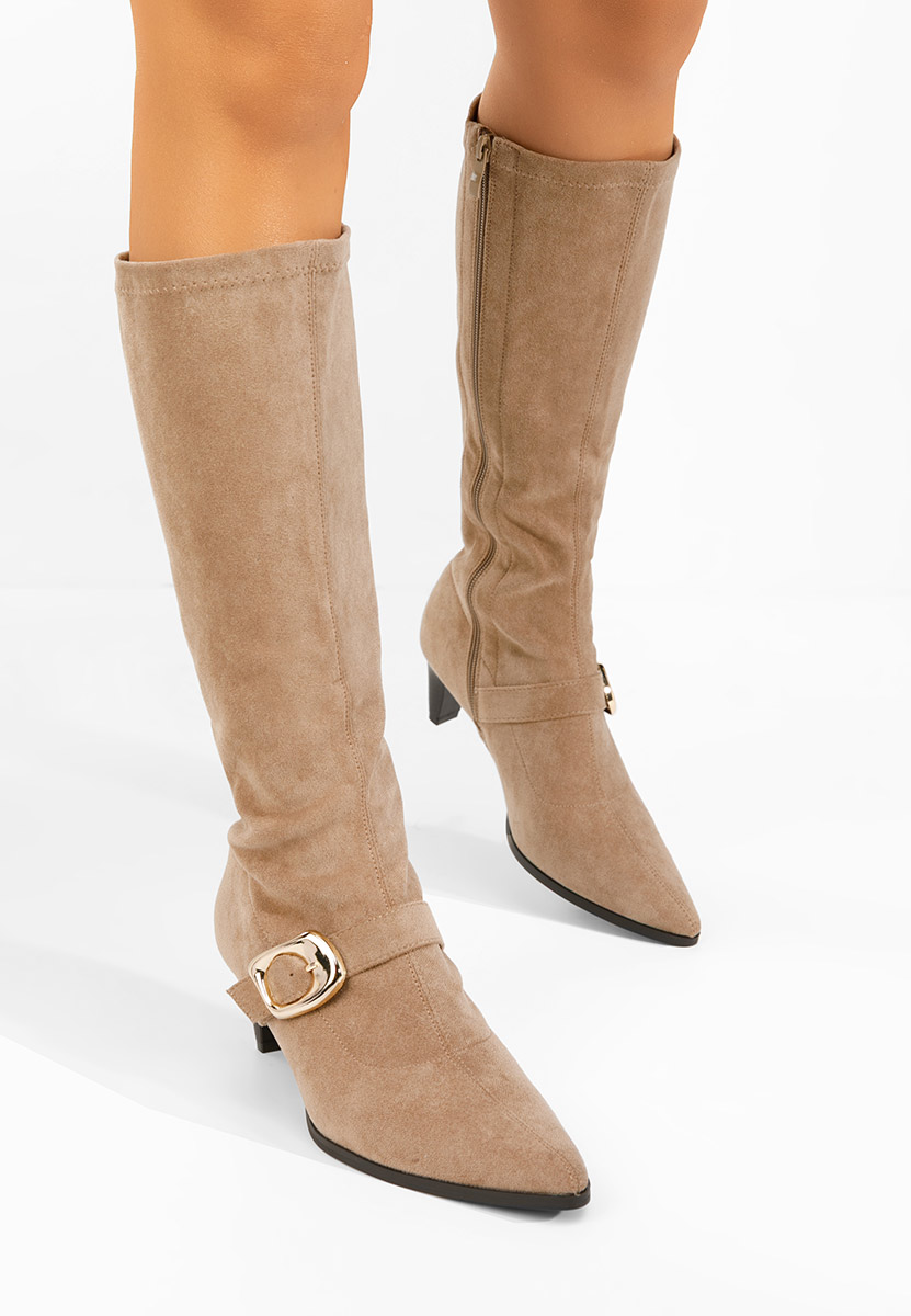Ženske čizme na malu petu Vernoa kaki