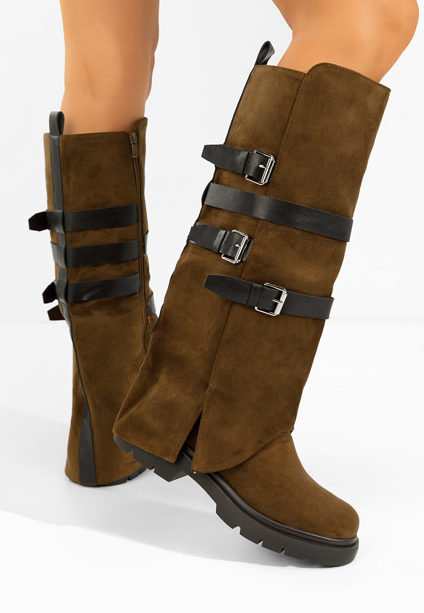 Ravne čizme Rovira braon