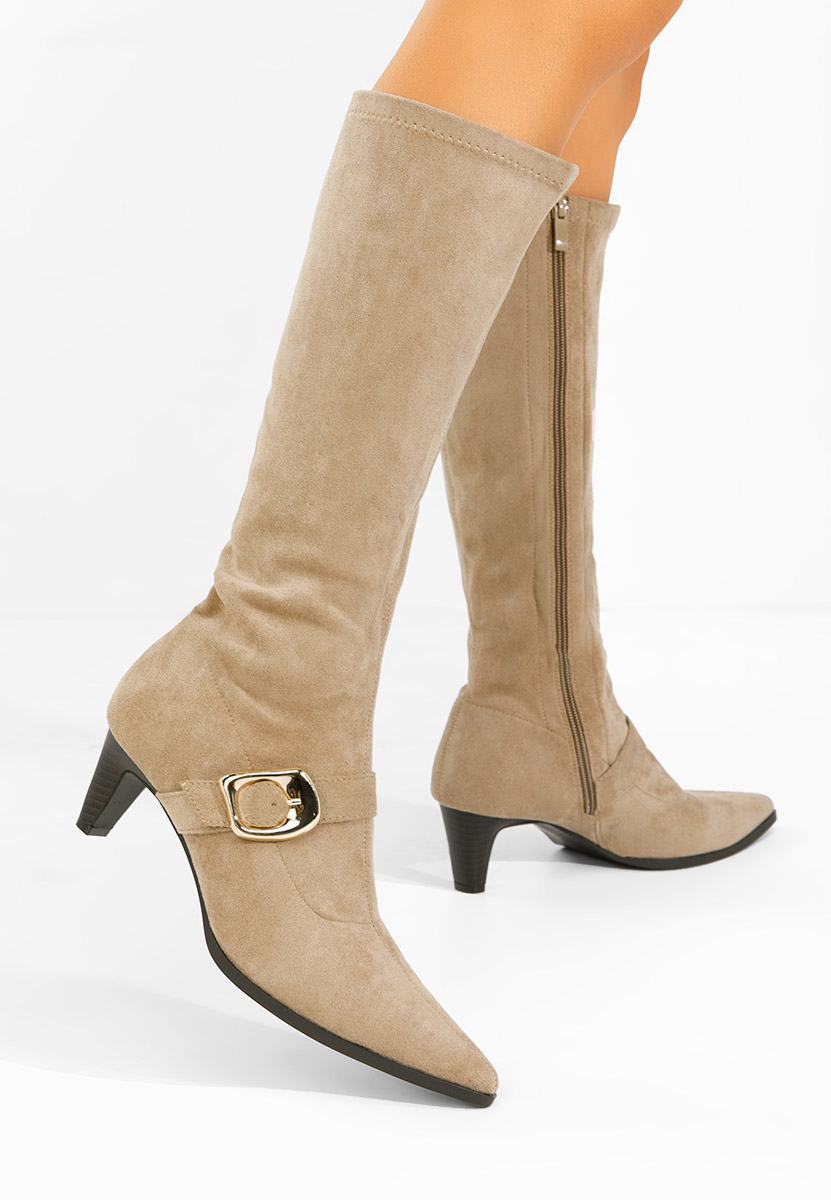 Ženske čizme na malu petu Vernoa kaki