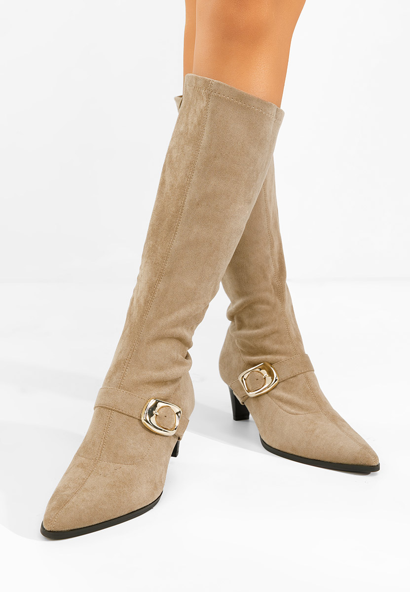 Ženske čizme na malu petu Vernoa kaki