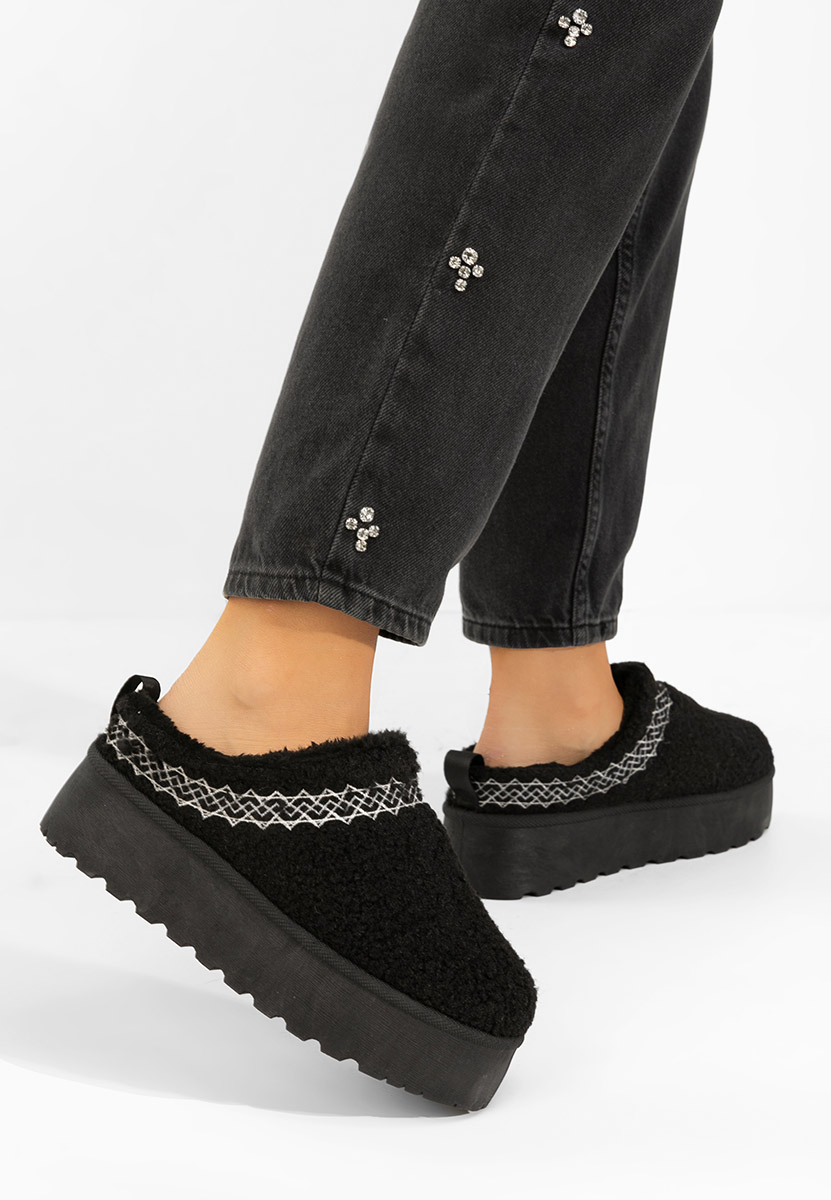 Papuče s platformom Aronna crno