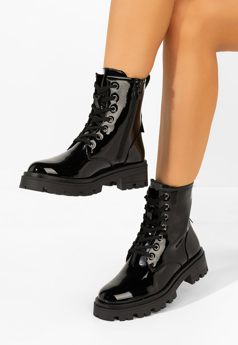 Ženske gležnjače na vezanje Maxine crno