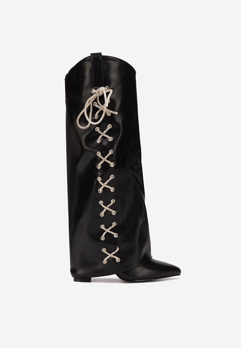 Čizmice na blok petu Patrisia crno