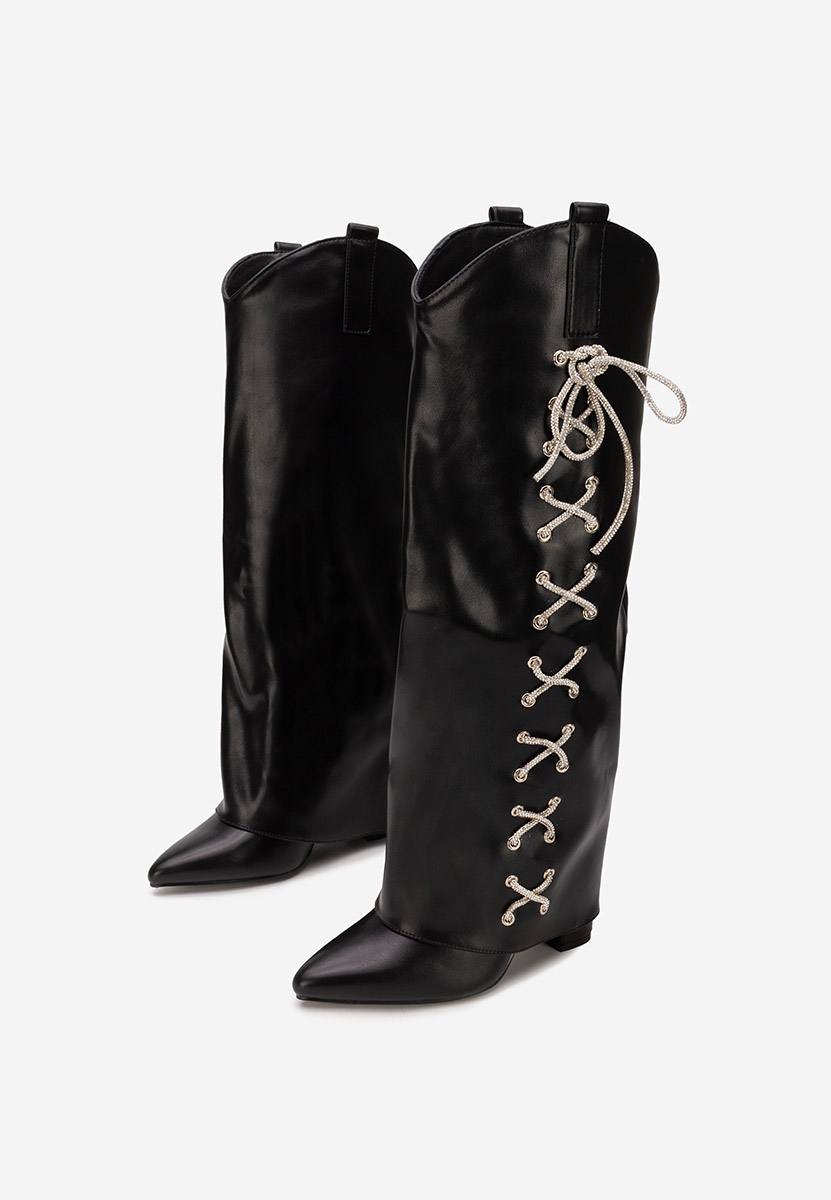 Čizmice na blok petu Patrisia crno