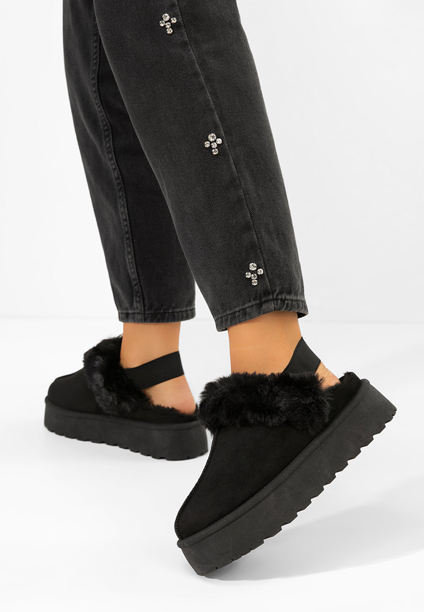 Papuče s platformom Edden crno