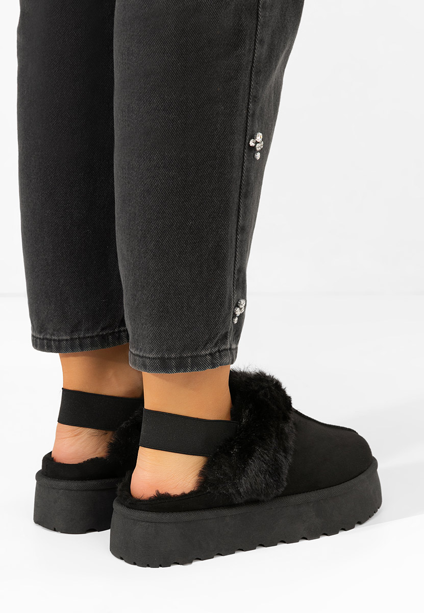 Papuče s platformom Edden crno