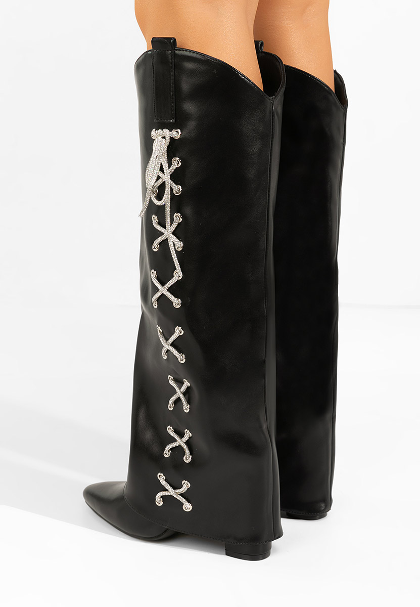 Čizmice na blok petu Patrisia crno