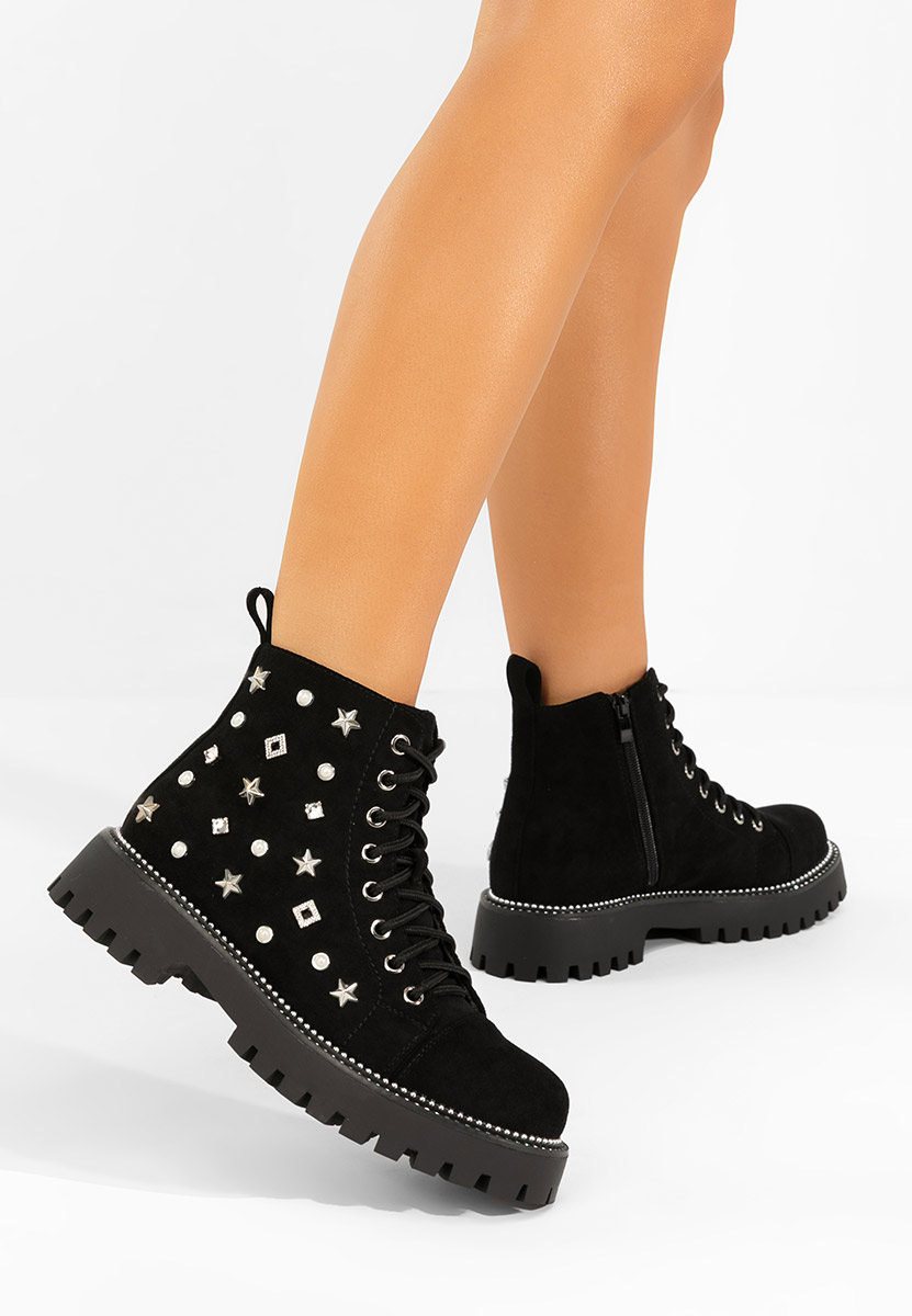 Ženske gležnjače na vezanje Stelyana crno