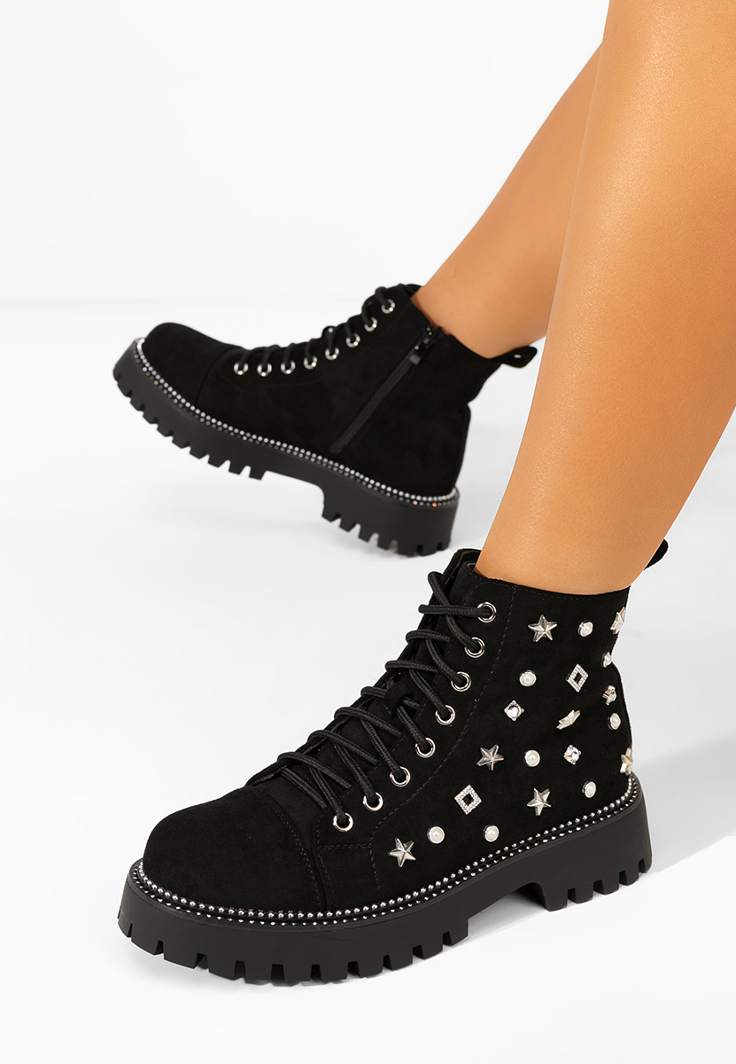 Ženske gležnjače na vezanje Stelyana crno