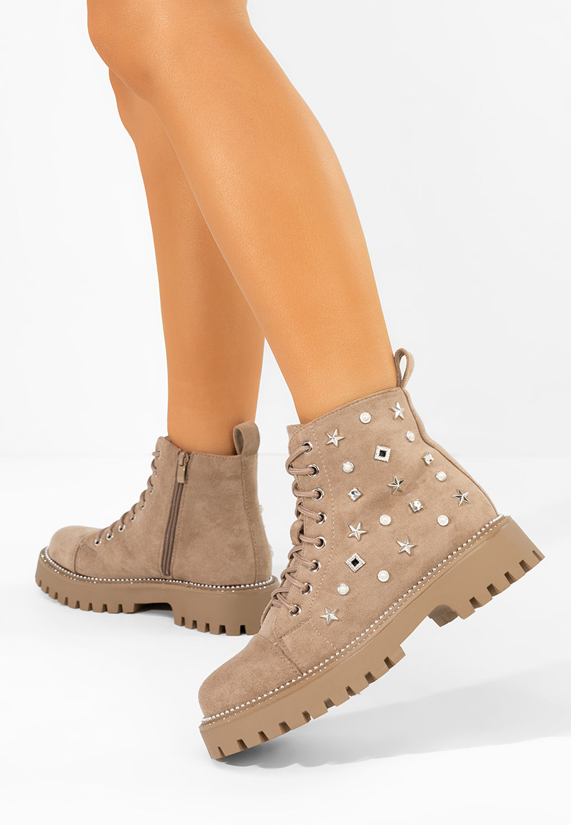 Ženske gležnjače na vezanje Stelyana kaki