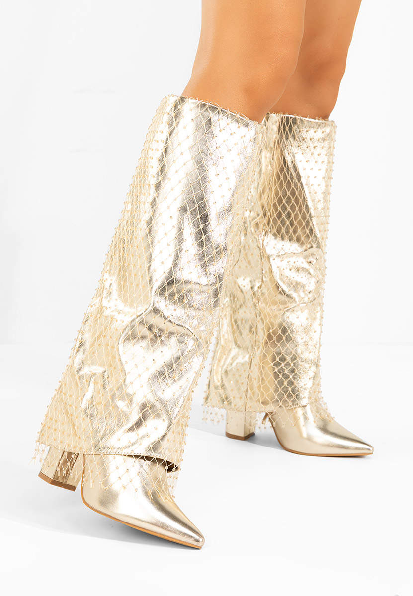 Čizme do koljena Naelia zlatno
