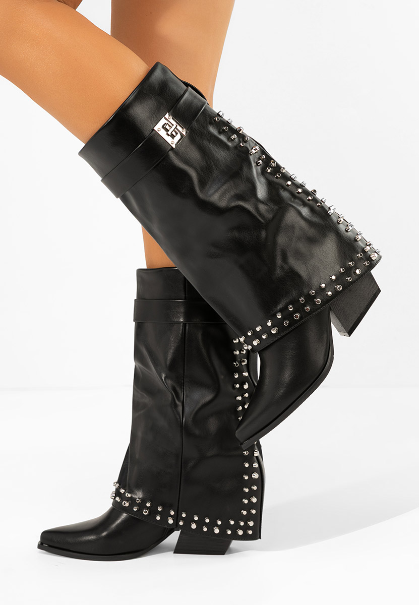 Čizmice na blok petu Naielia crno