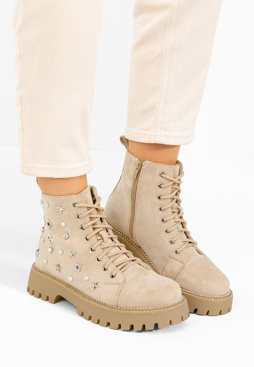 Ženske gležnjače na vezanje Stelyana bež